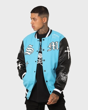suitable for dance competitions Saint Morta Graveyard Varsity Jacket Cyan