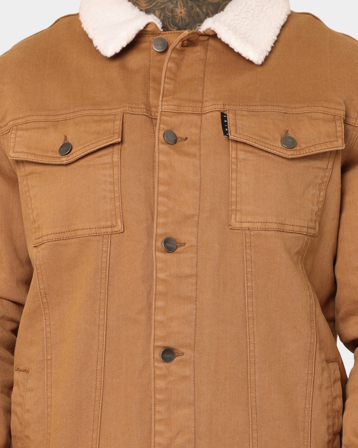 Sport Inspired Saint Morta Sherpa Denim Jacket Tan/Cream