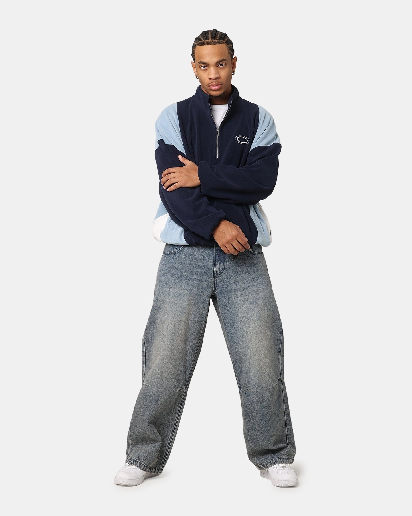Carre C-Star Polarfleece Quarter Zip Crewneck Light Blue/Mul back - to - school