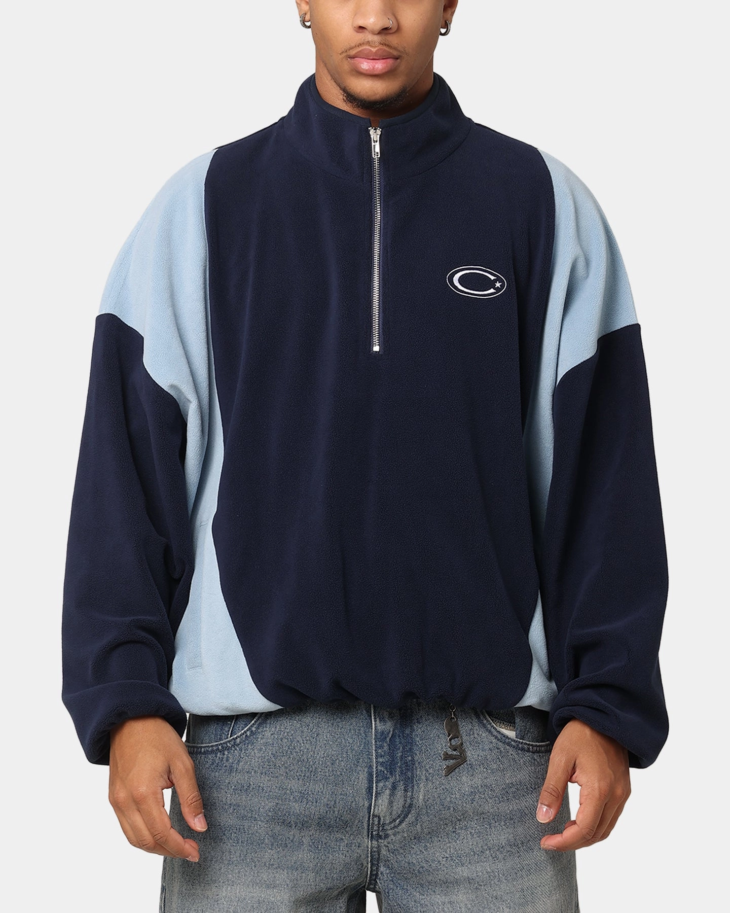 Distribute Carre C-Star Polarfleece Quarter Zip Crewneck Light Blue/Mul