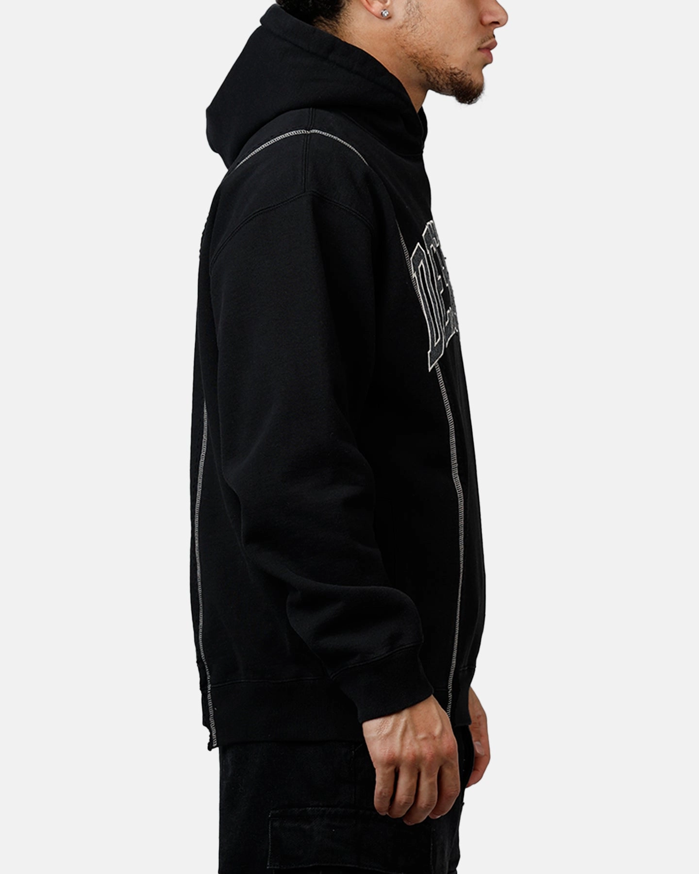 Flexible Seams Fitted Market Designer Split Hoodie Washed Black