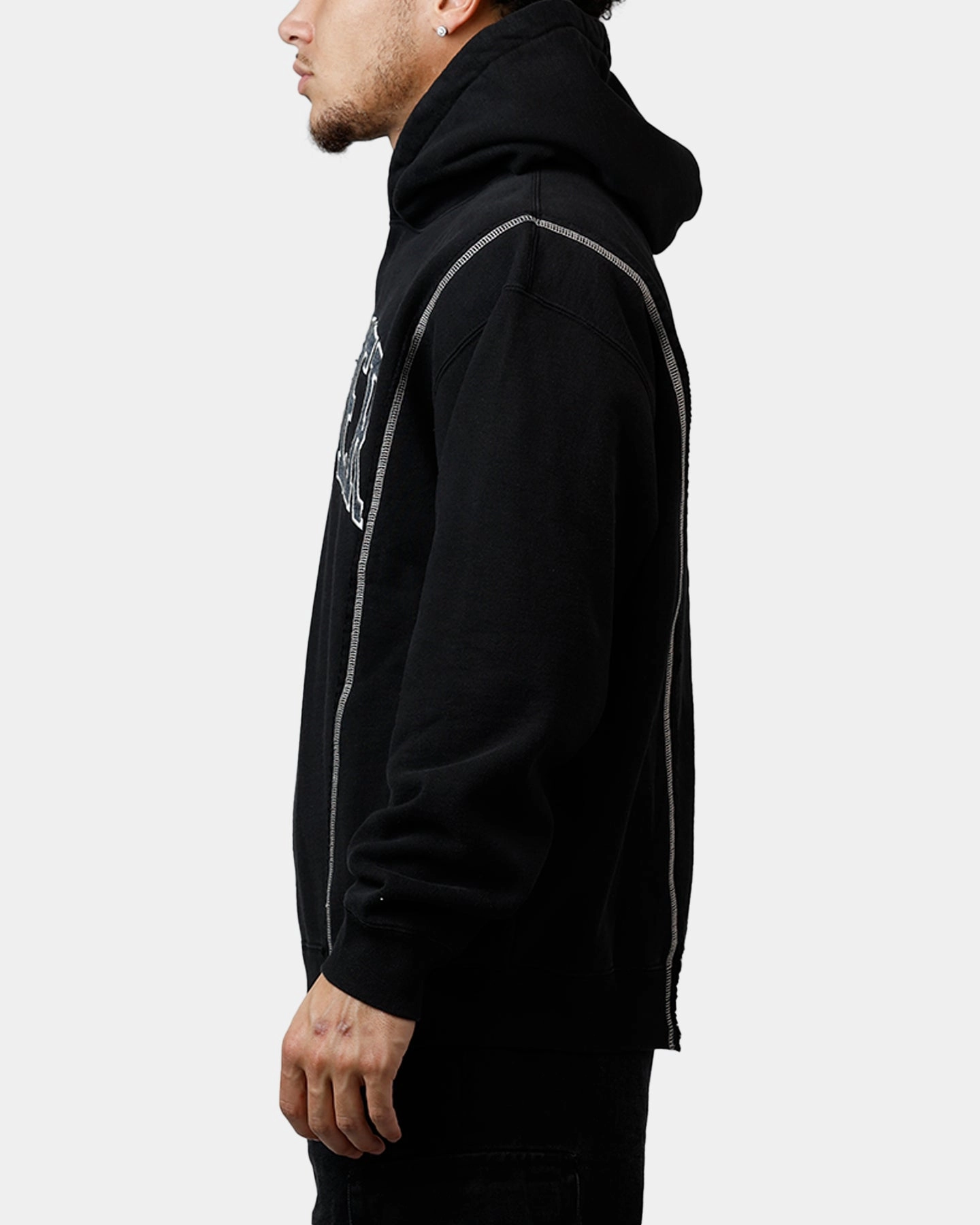 Weekend Comfort Reinforced Elbow Patches Market Designer Split Hoodie Washed Black