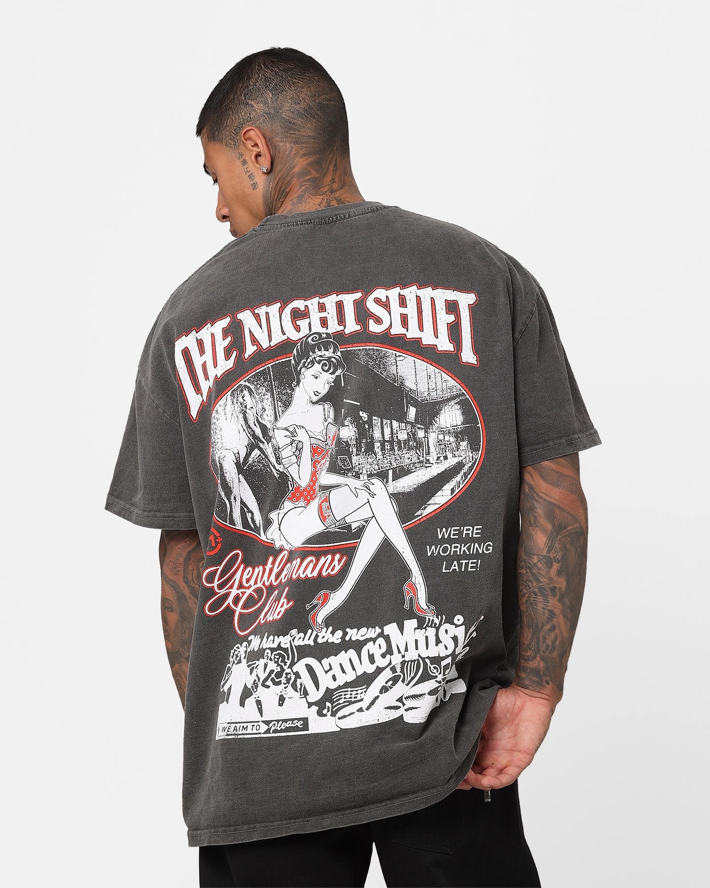 Classic Style The Night Shift Gentleman's Club Heavyweight Vintage T-Shirt Black Wash