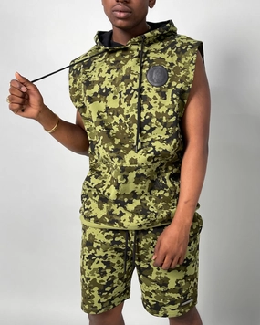 Last Kings Pharaoh Camo Sleeveless Hoodie Camo suitable for stage shows Adaptive Climate Control