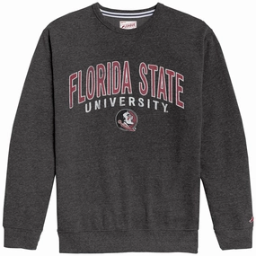 ButtonDown Collar League Men's Florida State University Seminole Logo Tri-blend Fleece Crew - Heathered Black