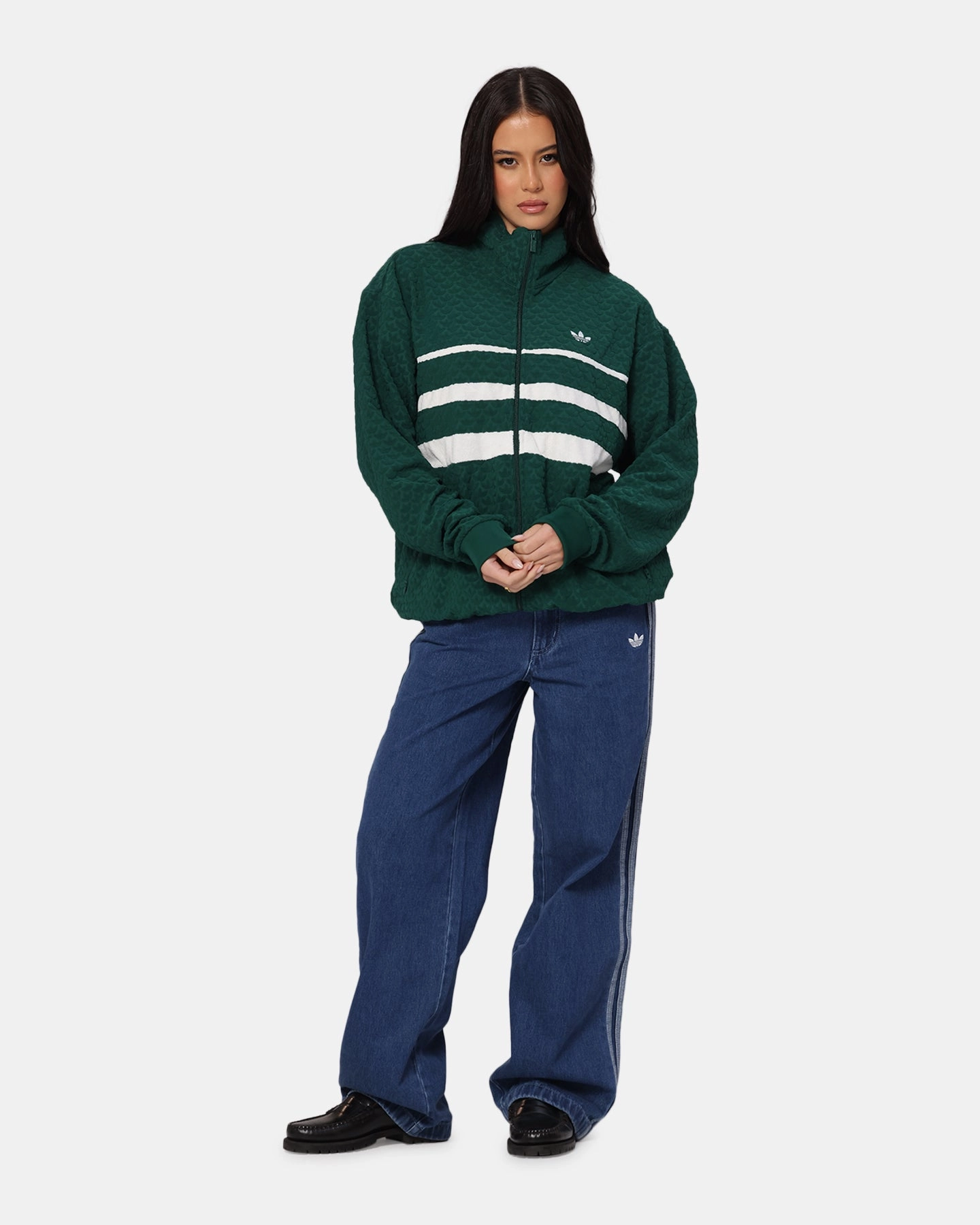 NoiseReduced Closure System suitable for video shooting Adidas Monogram Track Top Jacket Green