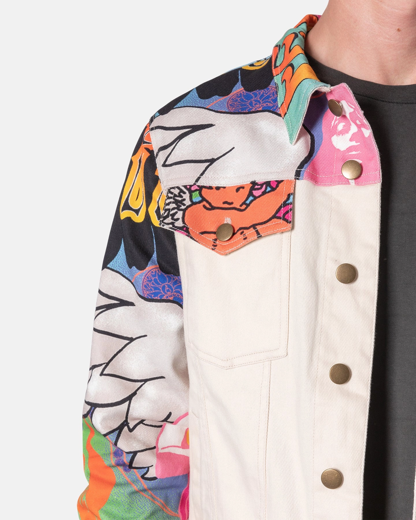 Drop Hem MNML Festival Trucker Jacket Multi