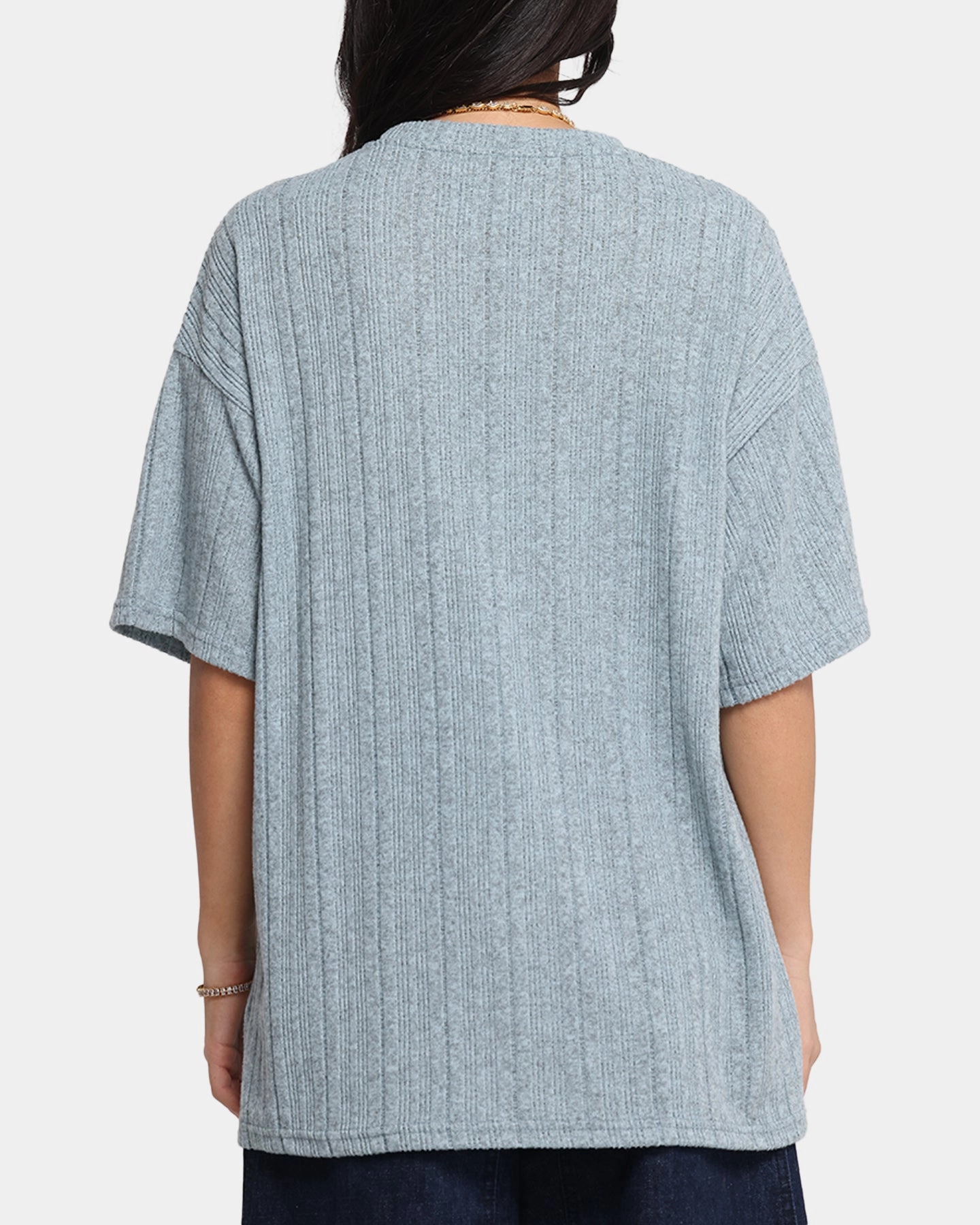 Travel Friendly XXIII Rib Knit T-Shirt Blue Marle