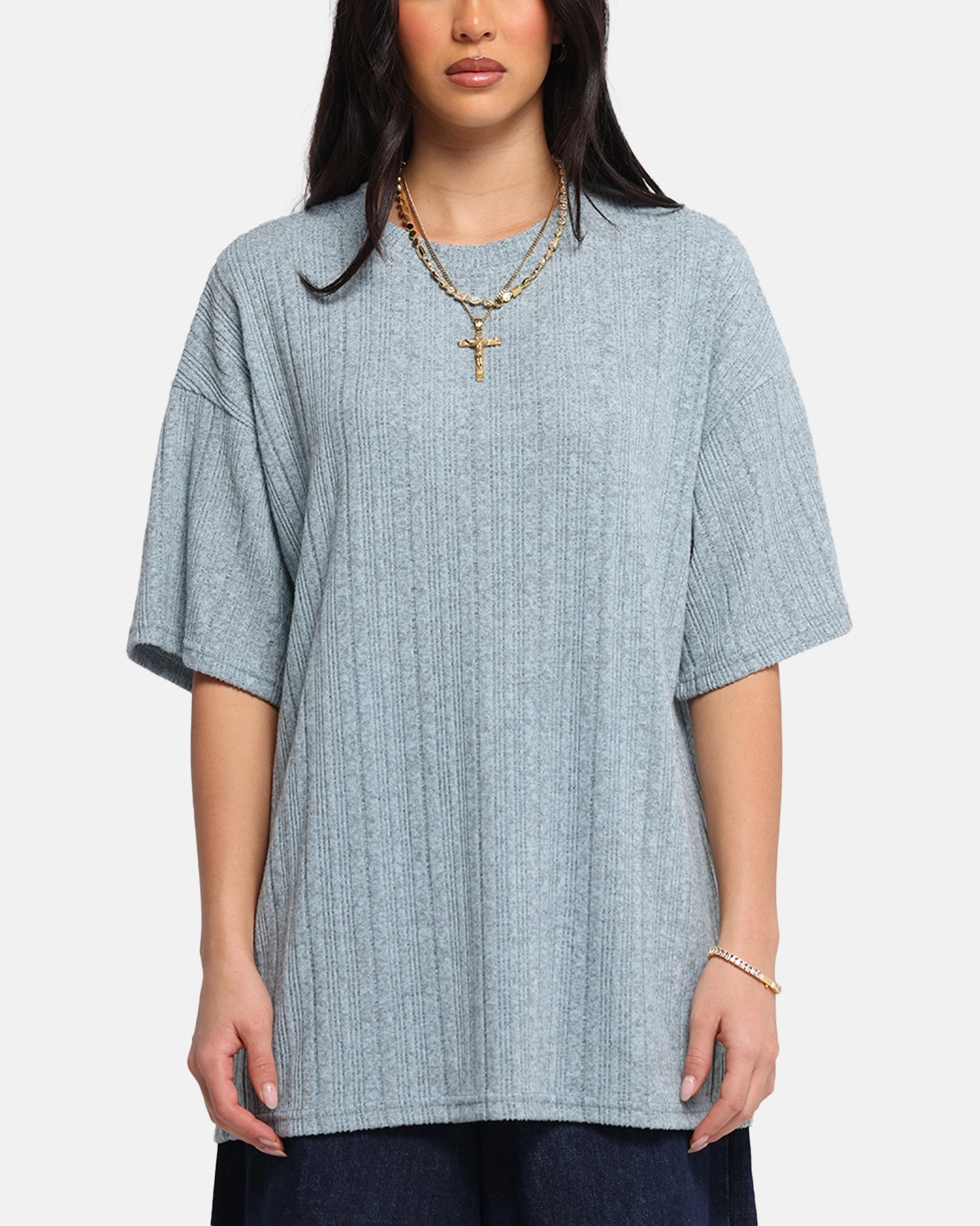 Chill Wear Street Casual XXIII Rib Knit T-Shirt Blue Marle