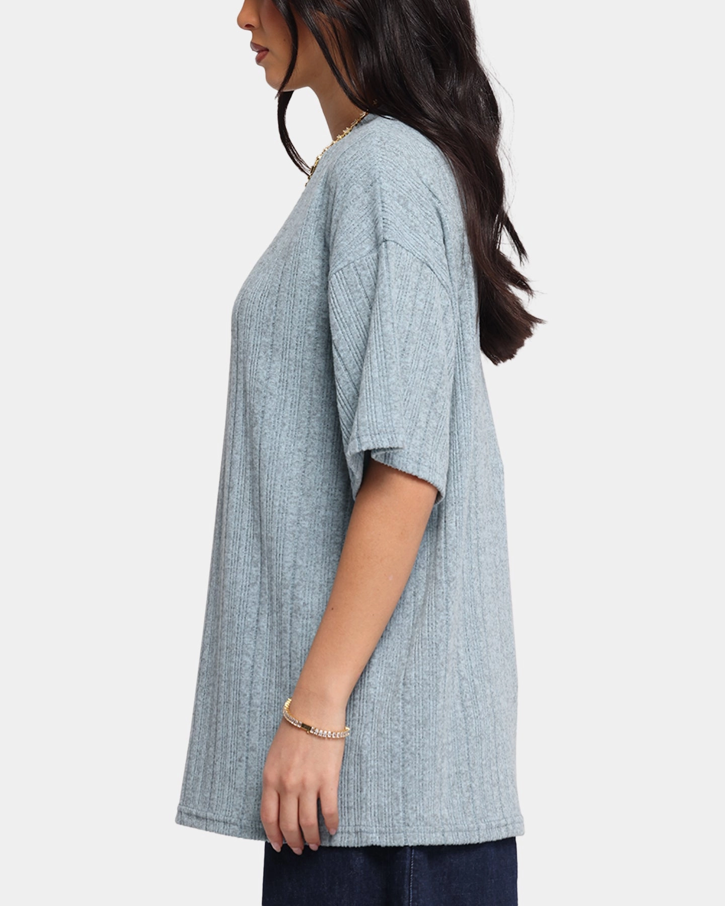 Relaxed Comfort Look XXIII Rib Knit T-Shirt Blue Marle