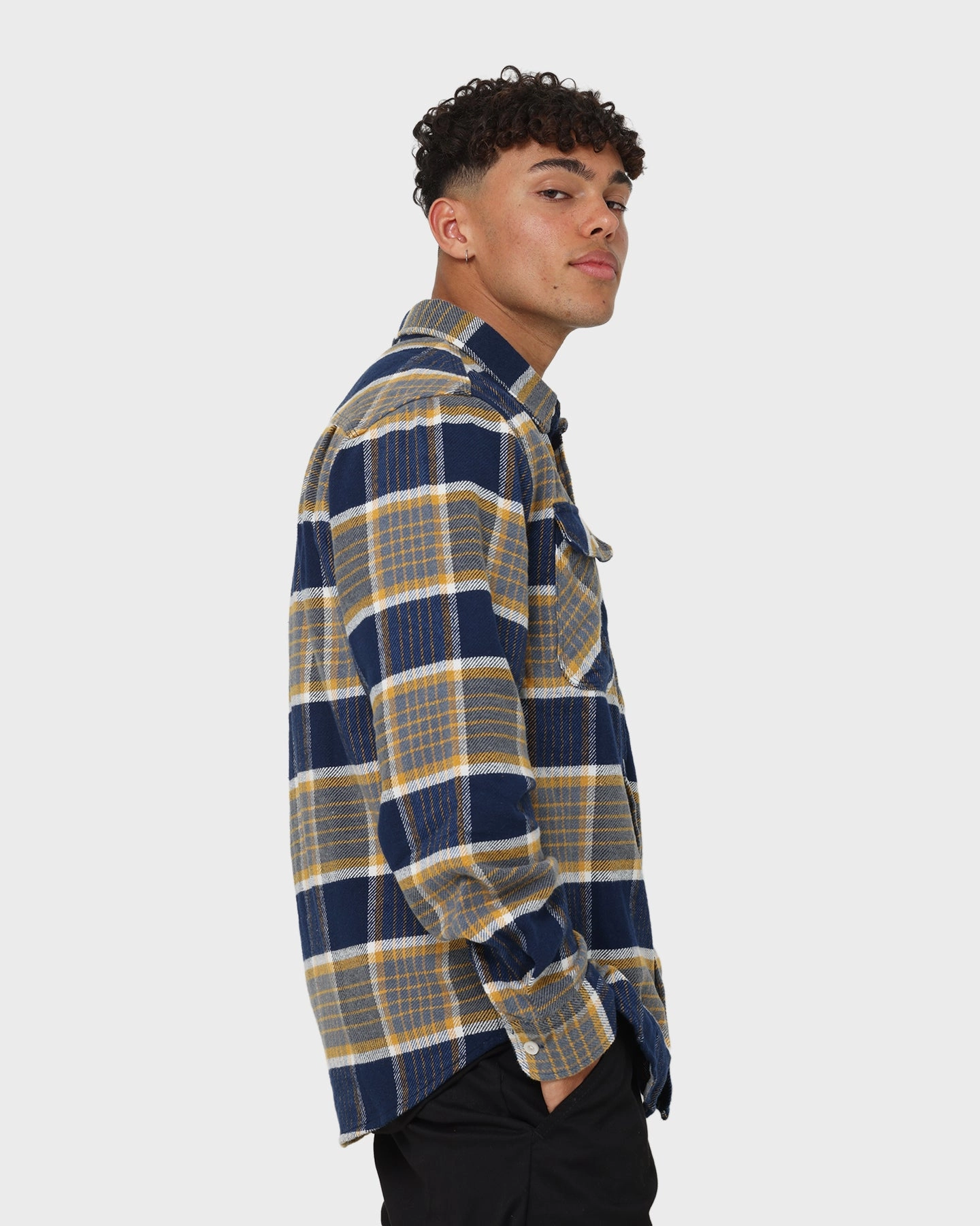 professional Panama Brixton Bowery Flannel Jacket Moonlit Ocean