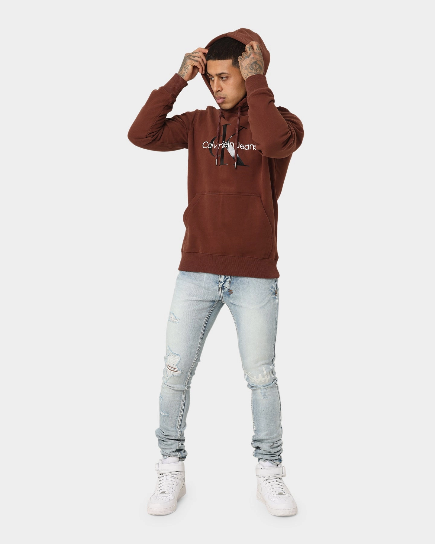 Calvin Klein Monogram Hoodie Dark Brown/Black suitable for educational purposes BondedFabric