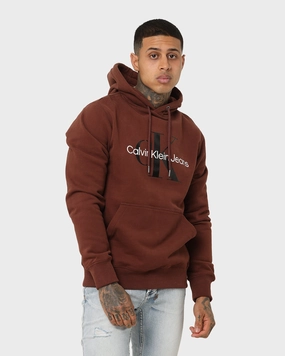 QuickDryFabric White Calvin Klein Monogram Hoodie Dark Brown/Black