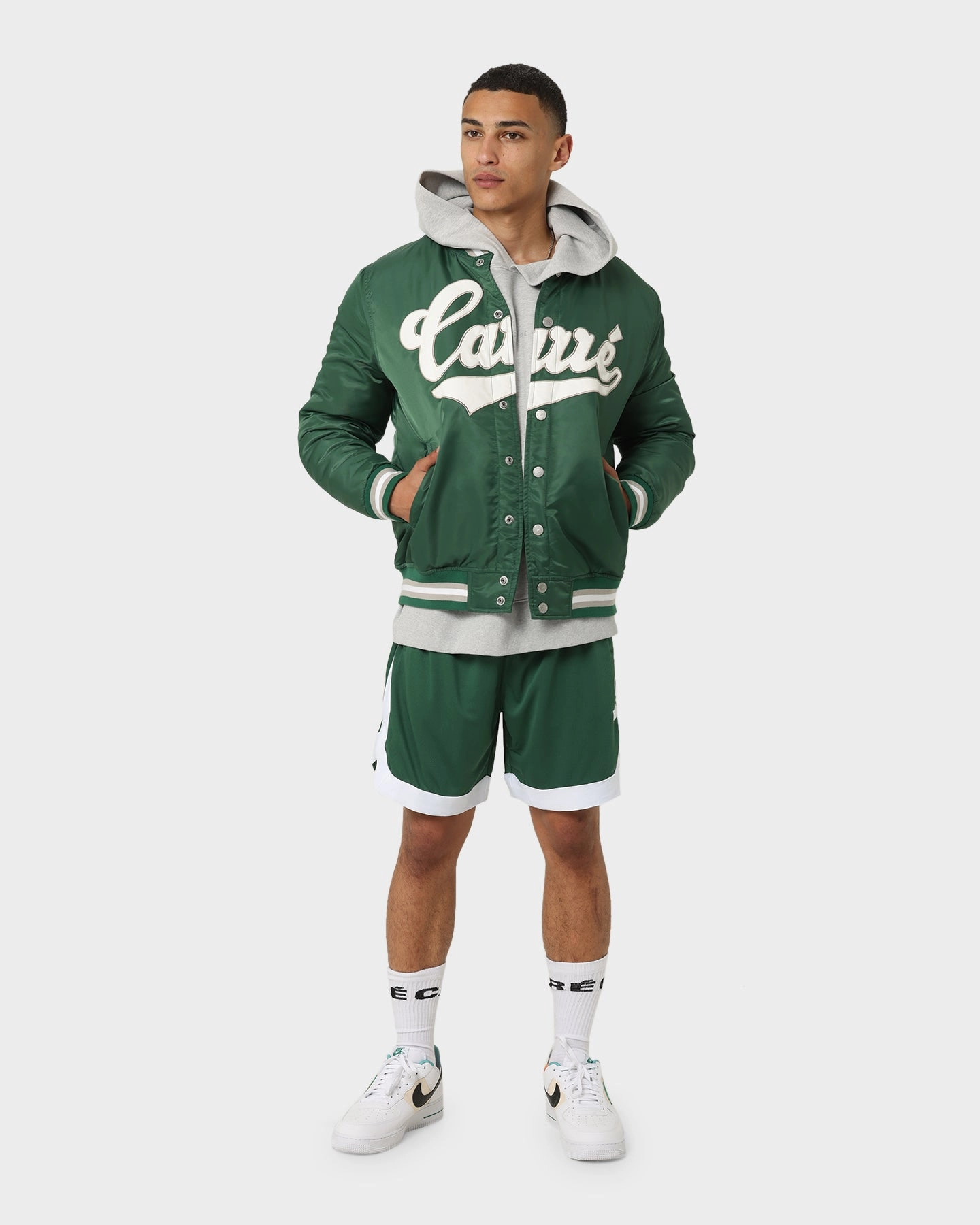 Carr?? Team Paris Basketball Shorts Forest Green Breathable Mesh Panels