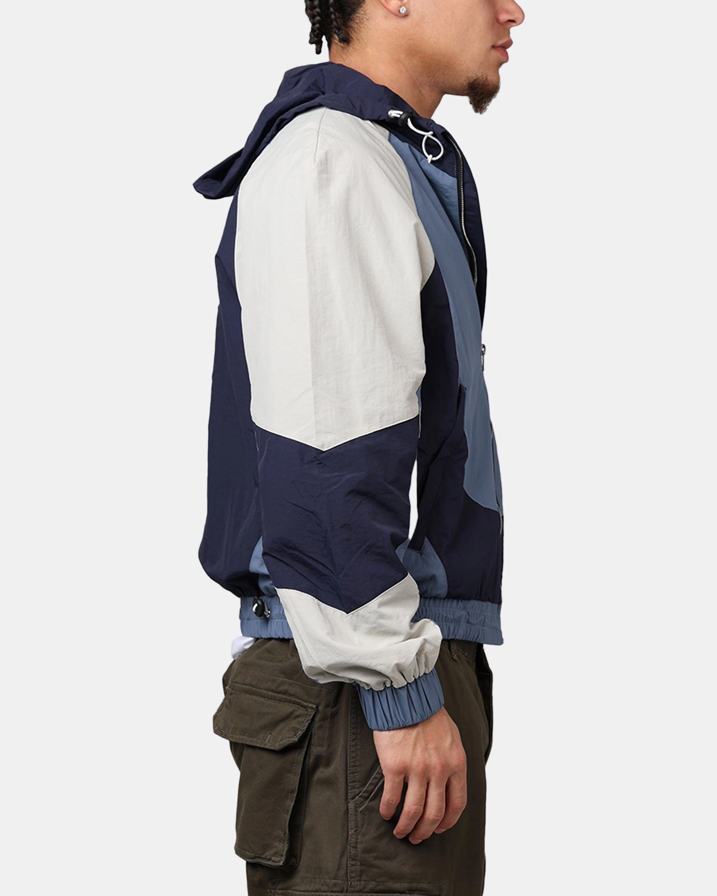 MNML Active Windbreaker Jacket Blue Advertise Adjustable Hood