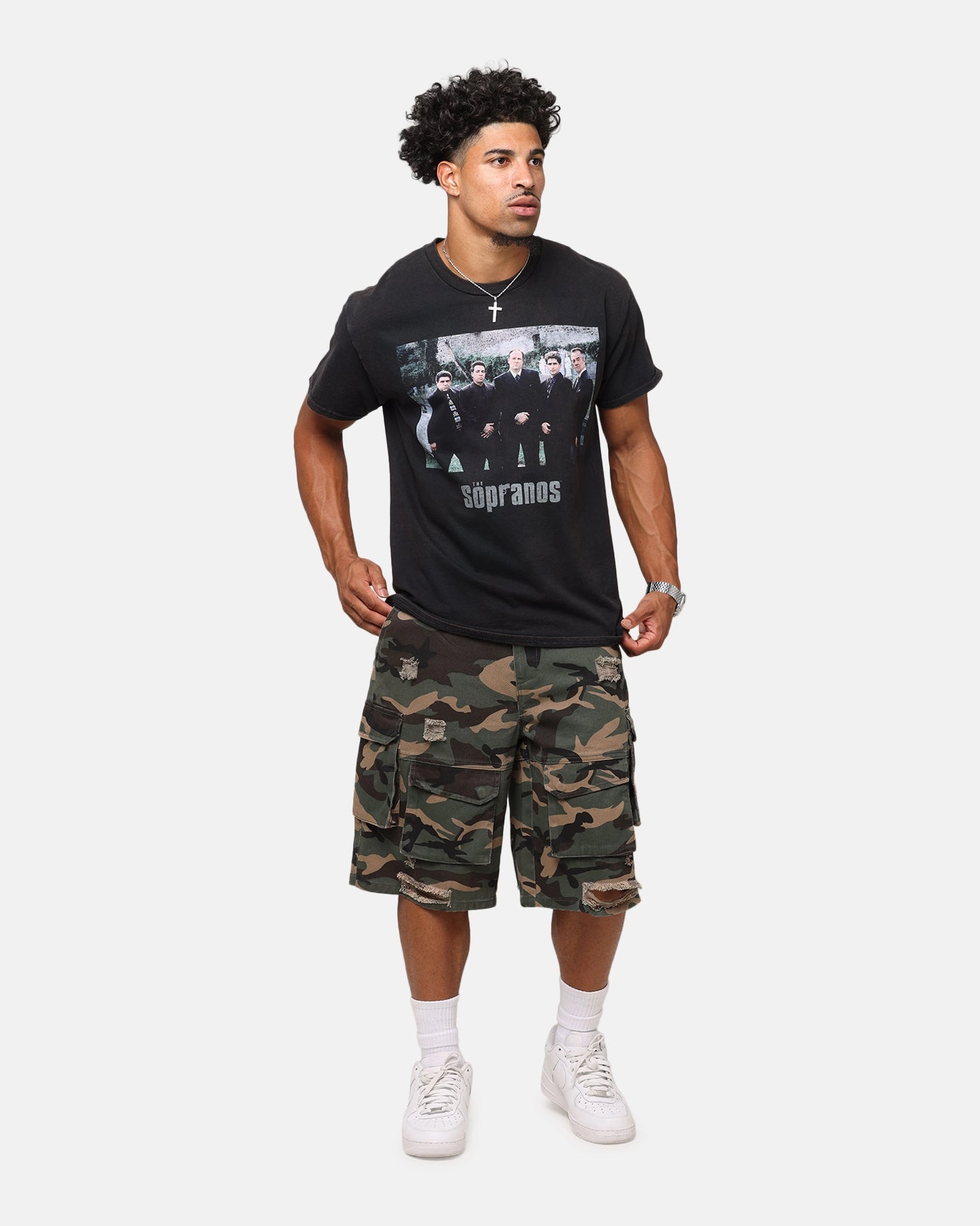 Comfy Look Fun Style The Sopranos Family Portrait T-Shirt Black Vintage