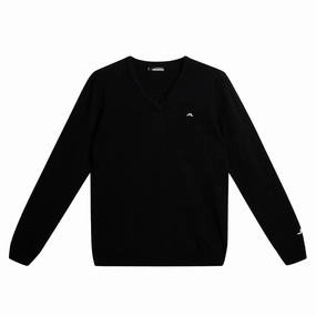 J.Lindeberg Lymann Knitted Golf Sweater Black - SS23 Men Adjustable drawstring