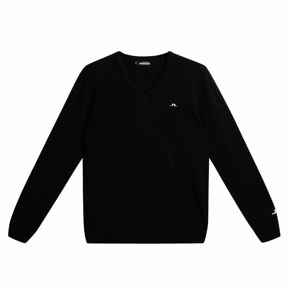 J.Lindeberg Lymann Knitted Golf Sweater Black - SS23 Men YKK Fasteners Breathable Outer Shell