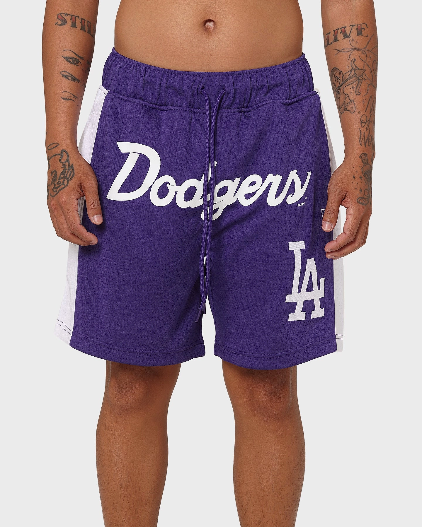 skateboarding outfit New Era Los Angeles Dodgers Basketball Shorts Purple
