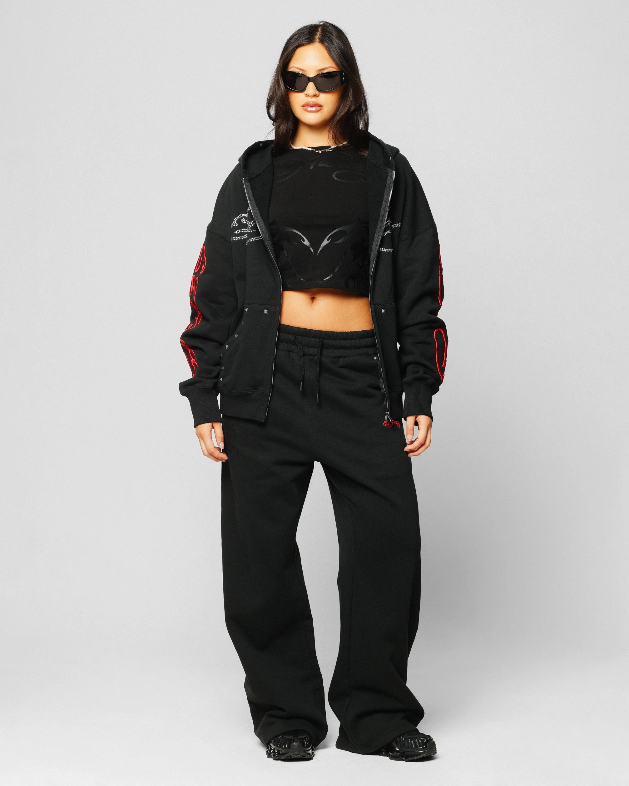 Stand Collar snap closure Ed Hardy Ed Hardy Hoodie Black