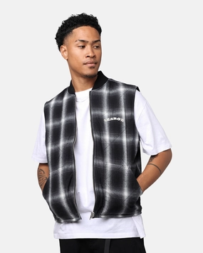 X-Large Ombre Plaid Reversible Vest Black Raglan sleeves