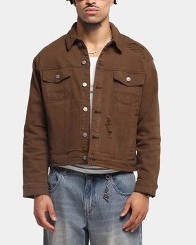 Fall Friendly Saint Morta Trucker Denim Jacket Vintage Brown