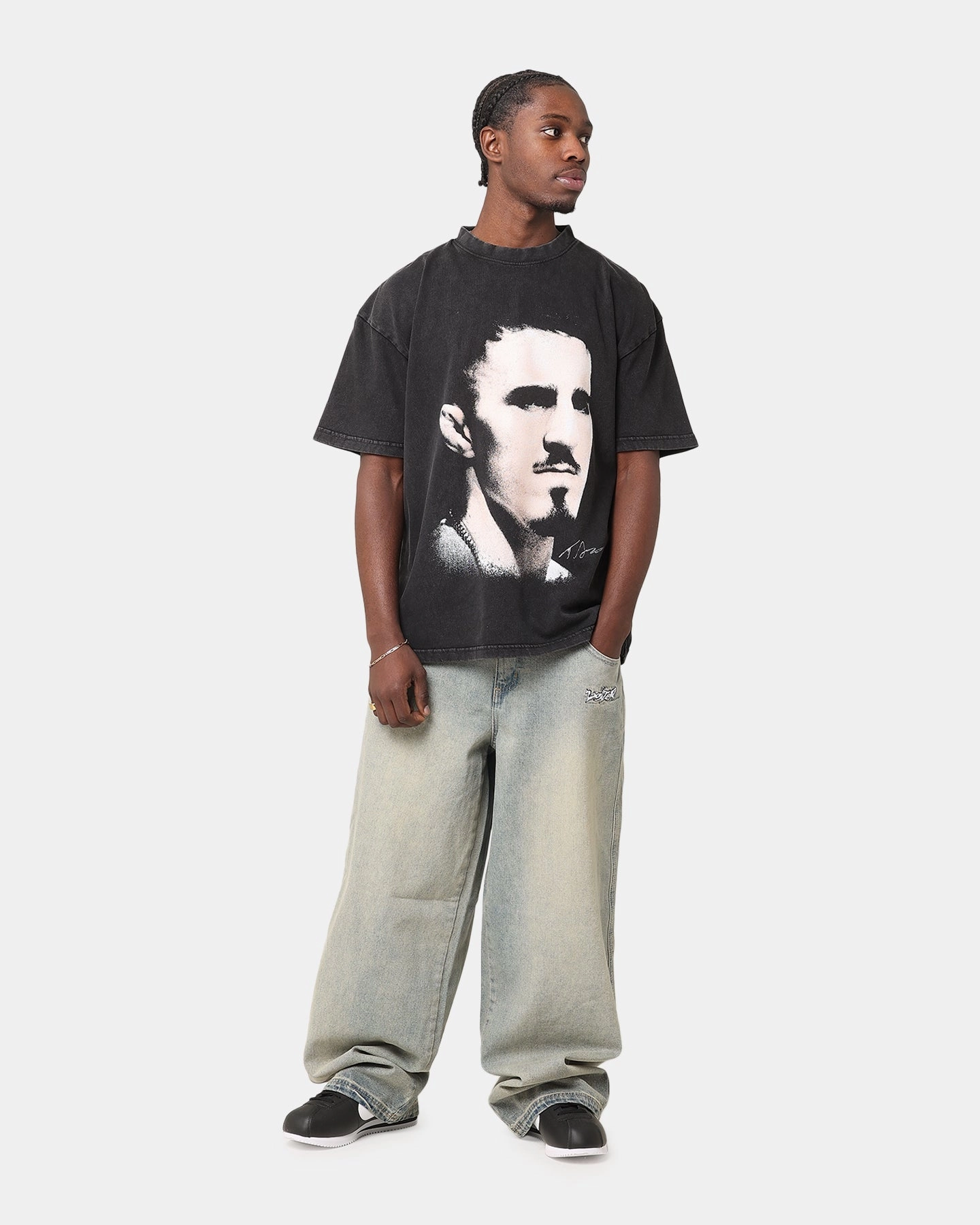 Feminine Fit Everyday Wearable UFC By Culture Kings Tom Aspinall Vintage T-Shirt Black Acidwash