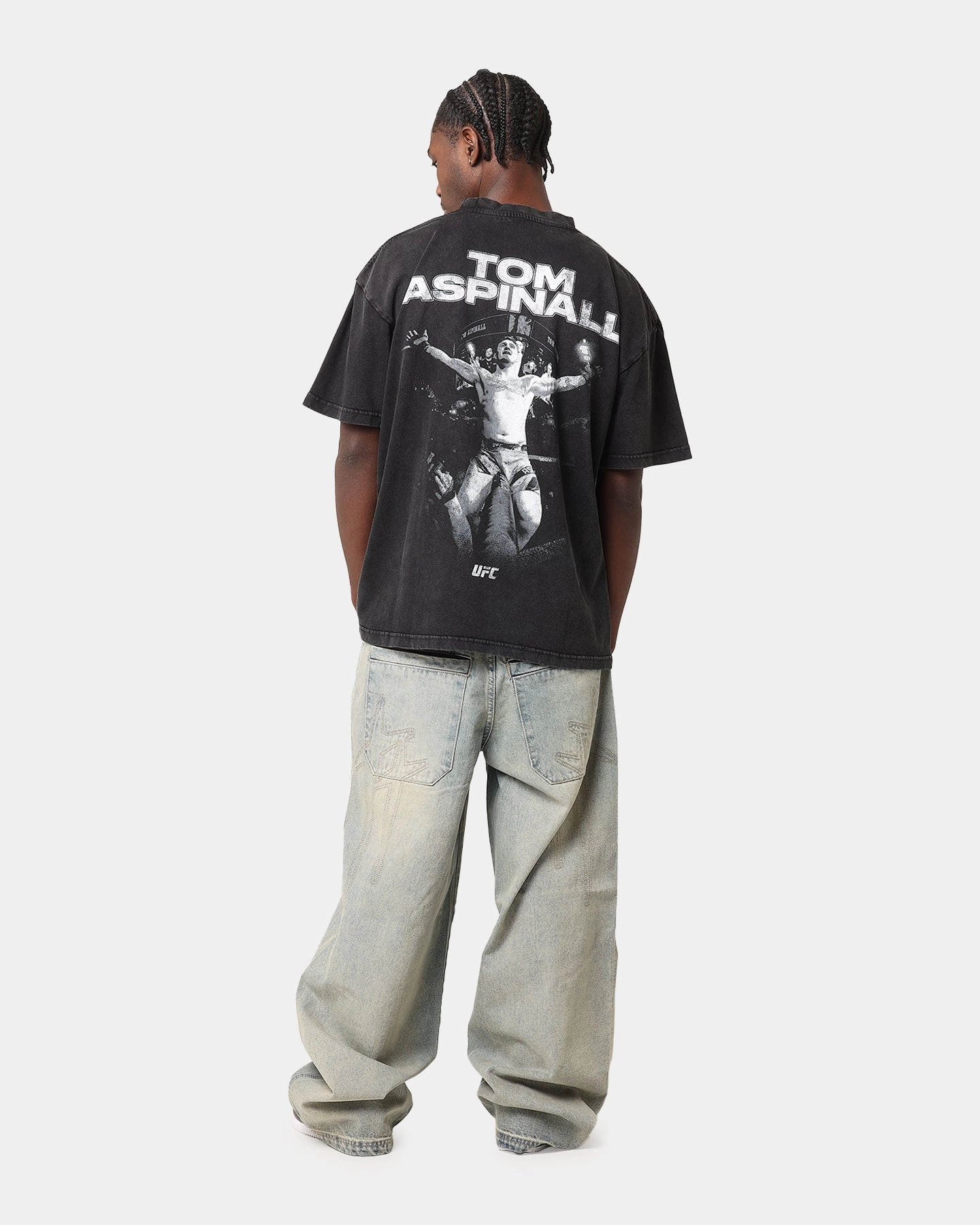 UFC By Culture Kings Tom Aspinall Vintage T-Shirt Black Acidwash EcoFriendly Dye Relaxed Everyday Wear