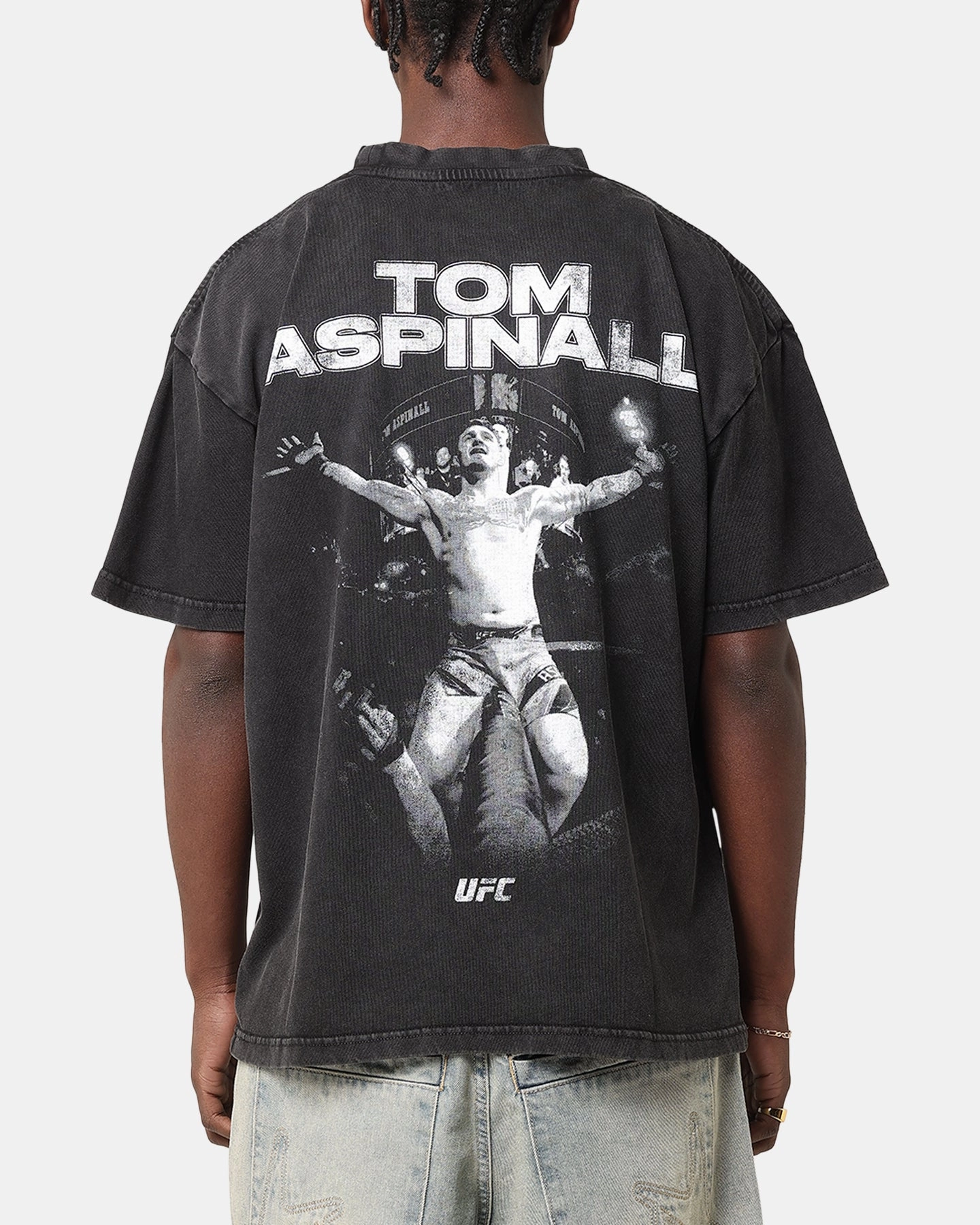 UFC By Culture Kings Tom Aspinall Vintage T-Shirt Black Acidwash Men's masculinity Classic timelessness