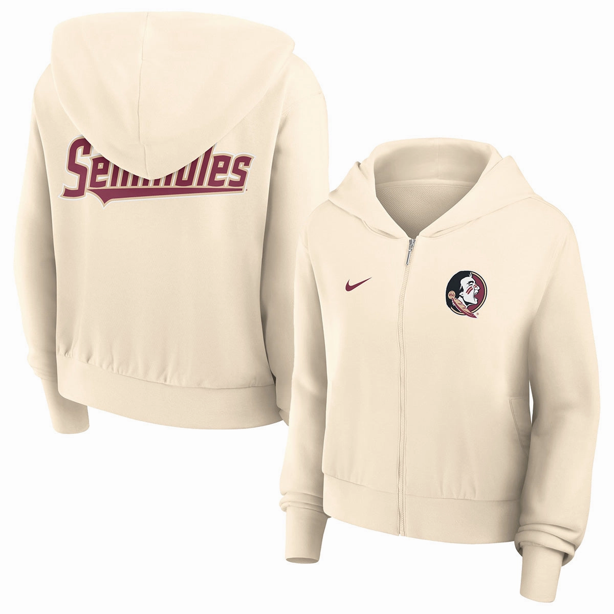 Ergonomic Paneling Improvement - possible Nike Women's Seminole Logo/Seminoles Full-Zip Hoodie - Natural