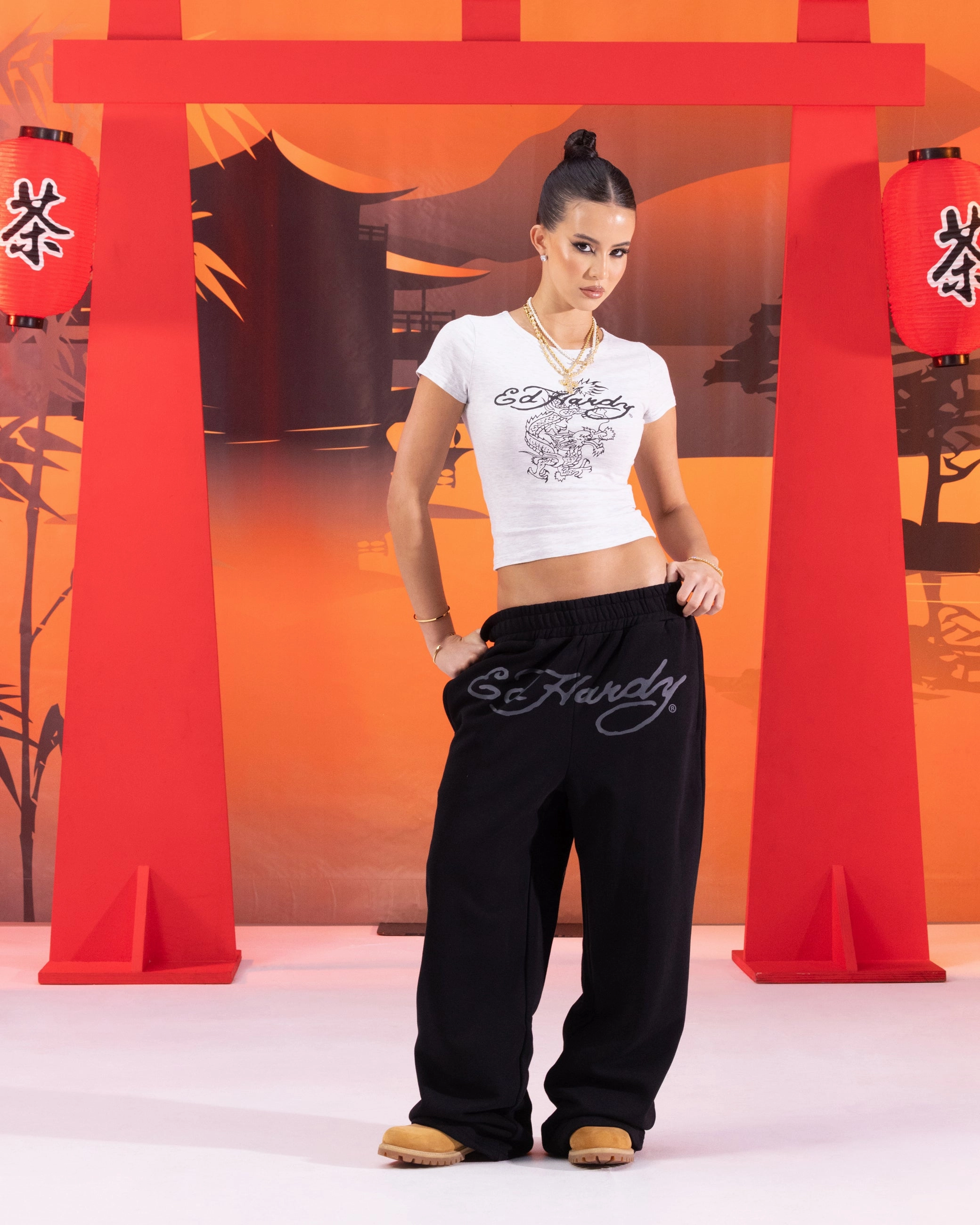 stain guard Ed Hardy Dragon Trackpants Black