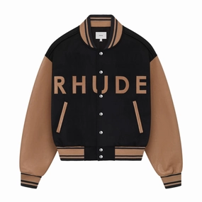 Windproof Closure Rhude Logo Varsity Jacket 'Navy/camel'