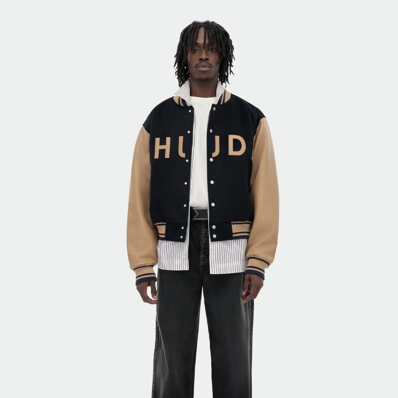 Enhanced Edge Binding Thermal regulation Rhude Logo Varsity Jacket 'Navy/camel'
