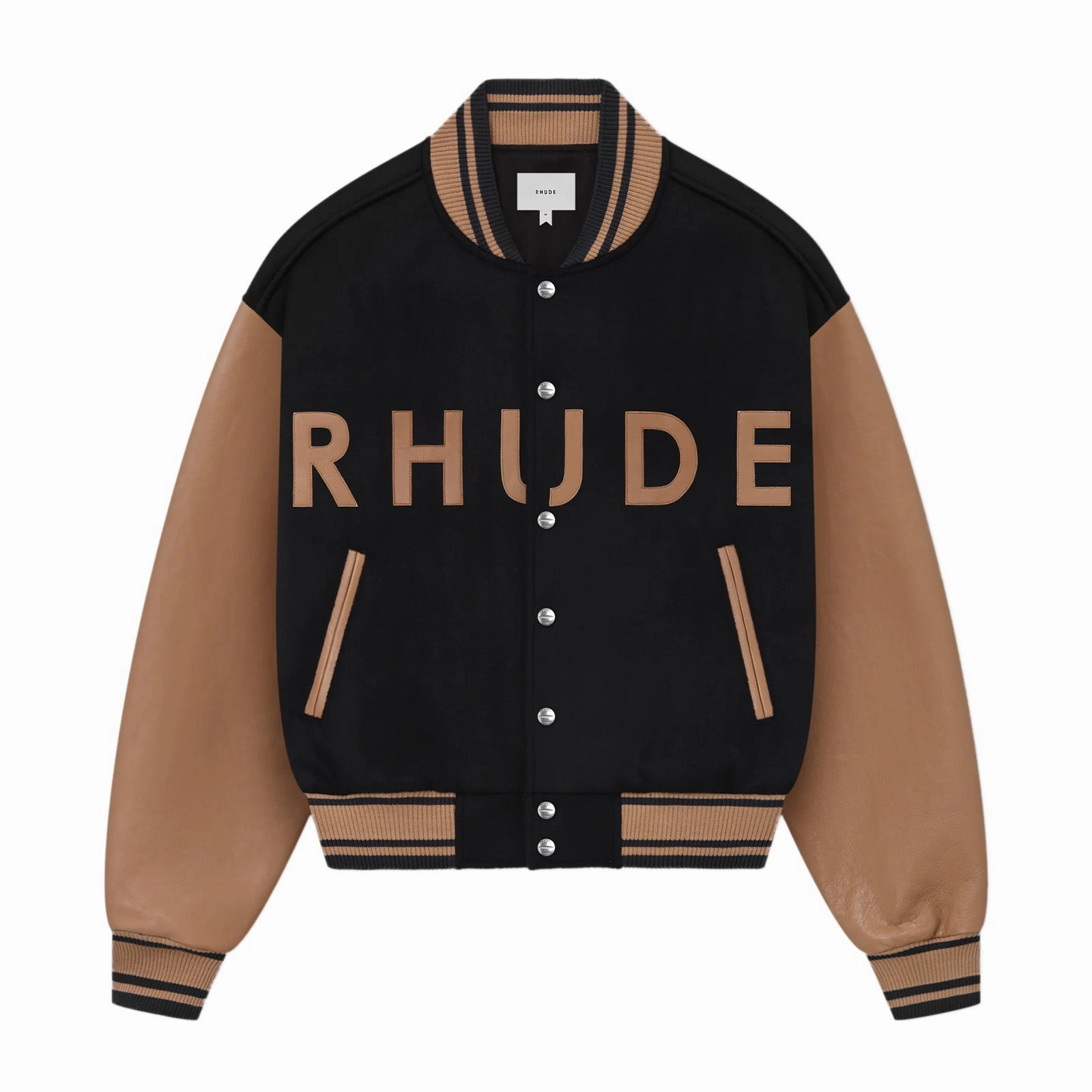 Rhude Logo Varsity Jacket 'Navy/camel' Eco Friendly Construction AllPurposeFastening