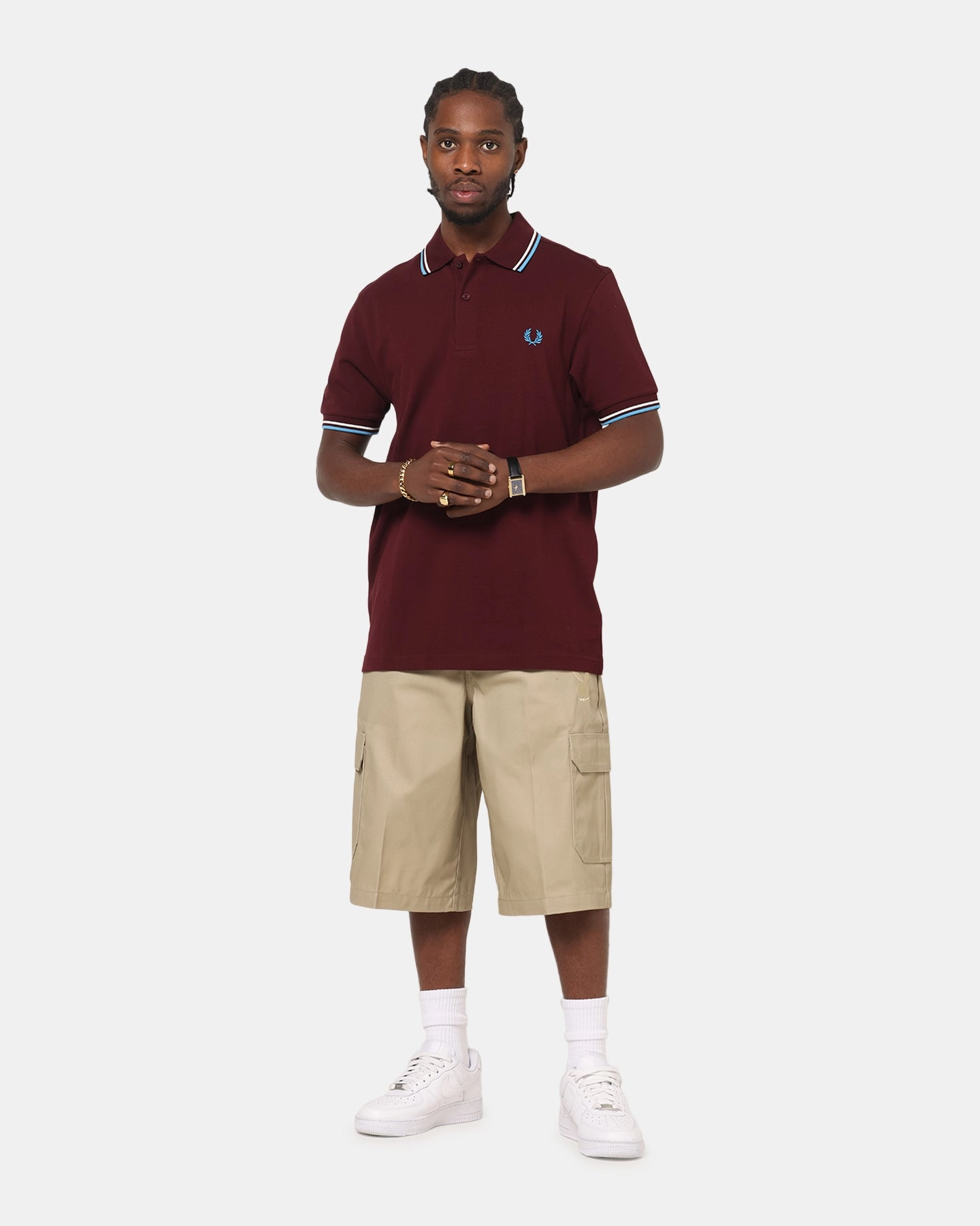 Stylish Collar Sporty Elegance Fred Perry Twin Tipped Polo Shirt Oxblood