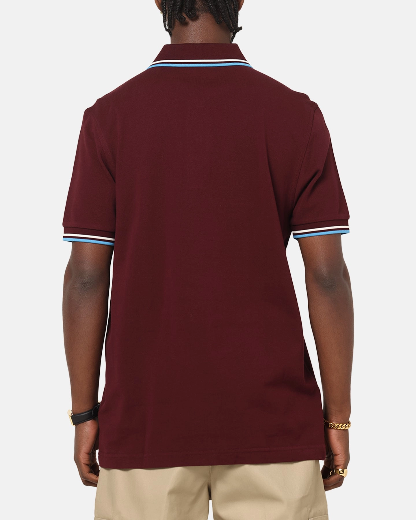 Fred Perry Twin Tipped Polo Shirt Oxblood Brushed Interior
