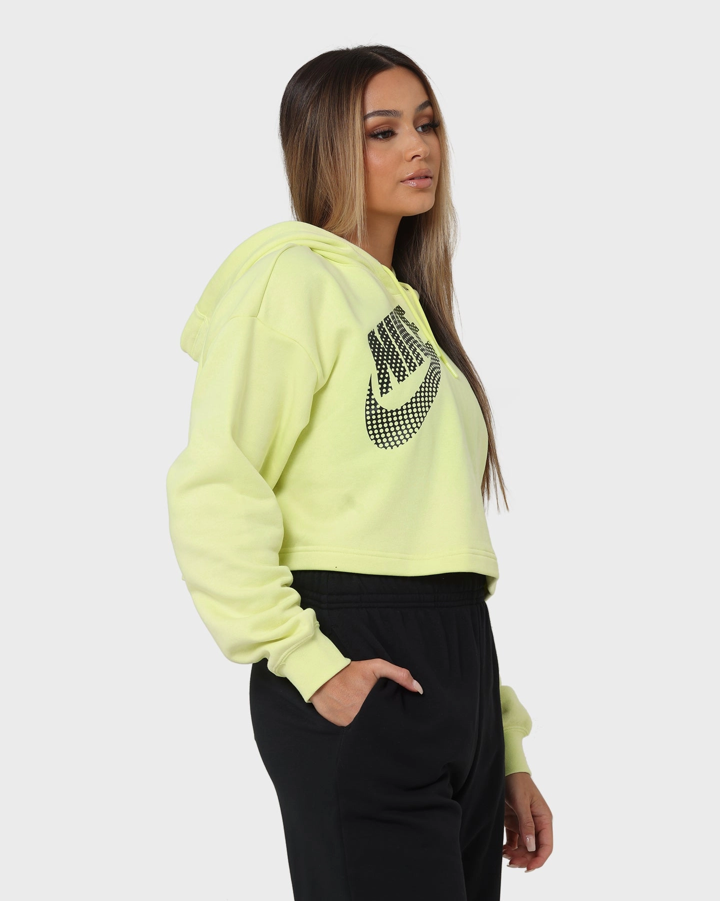 Nike Women's Nike Sportswear Cropped Fleece Dance Hoodie Luminous Green Casual Warmth