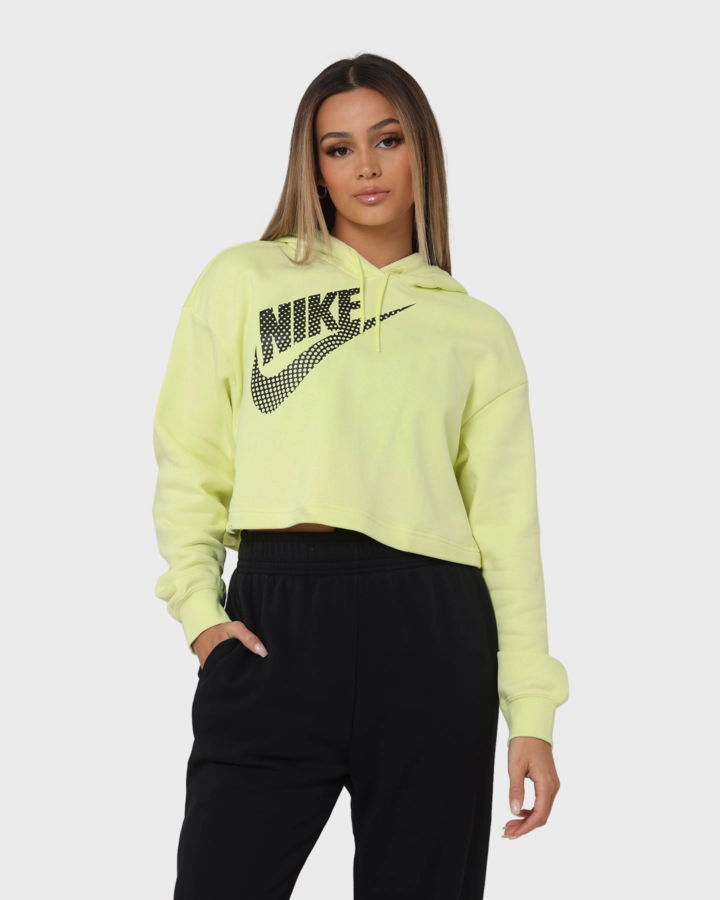 Nike Women's Nike Sportswear Cropped Fleece Dance Hoodie Luminous Green Stylish Protection