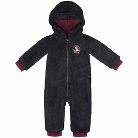 Plush Inner Layer Durable Reinforced Seams Colosseum Infant Seminole Logo Sherpa Romper - Black/Garnet
