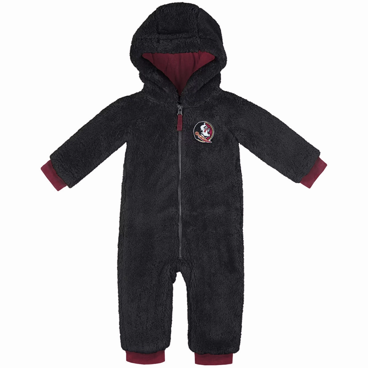 fade resistant color Colosseum Infant Seminole Logo Sherpa Romper - Black/Garnet