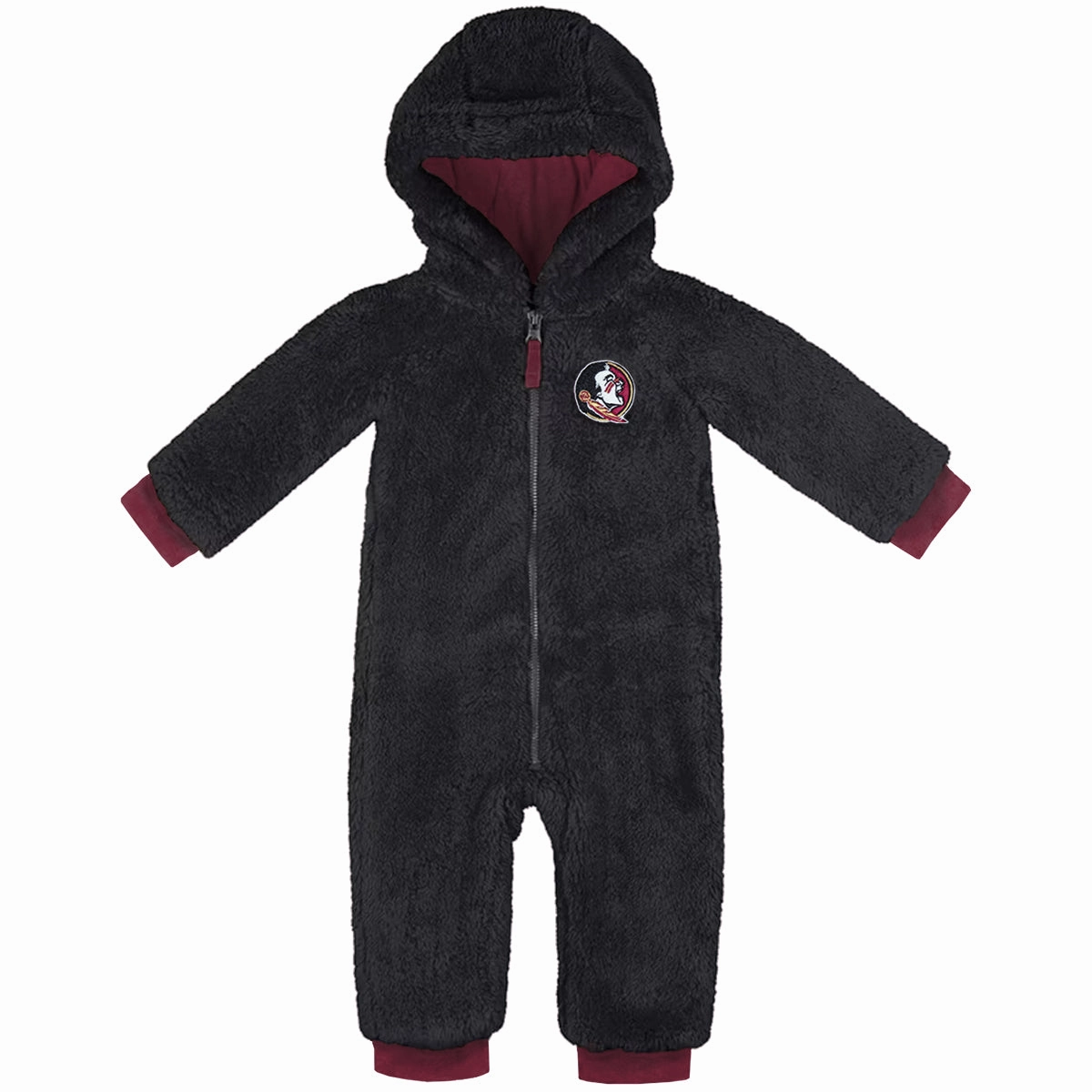 Softened Edges ComfortFirst Design Colosseum Infant Seminole Logo Sherpa Romper - Black/Garnet