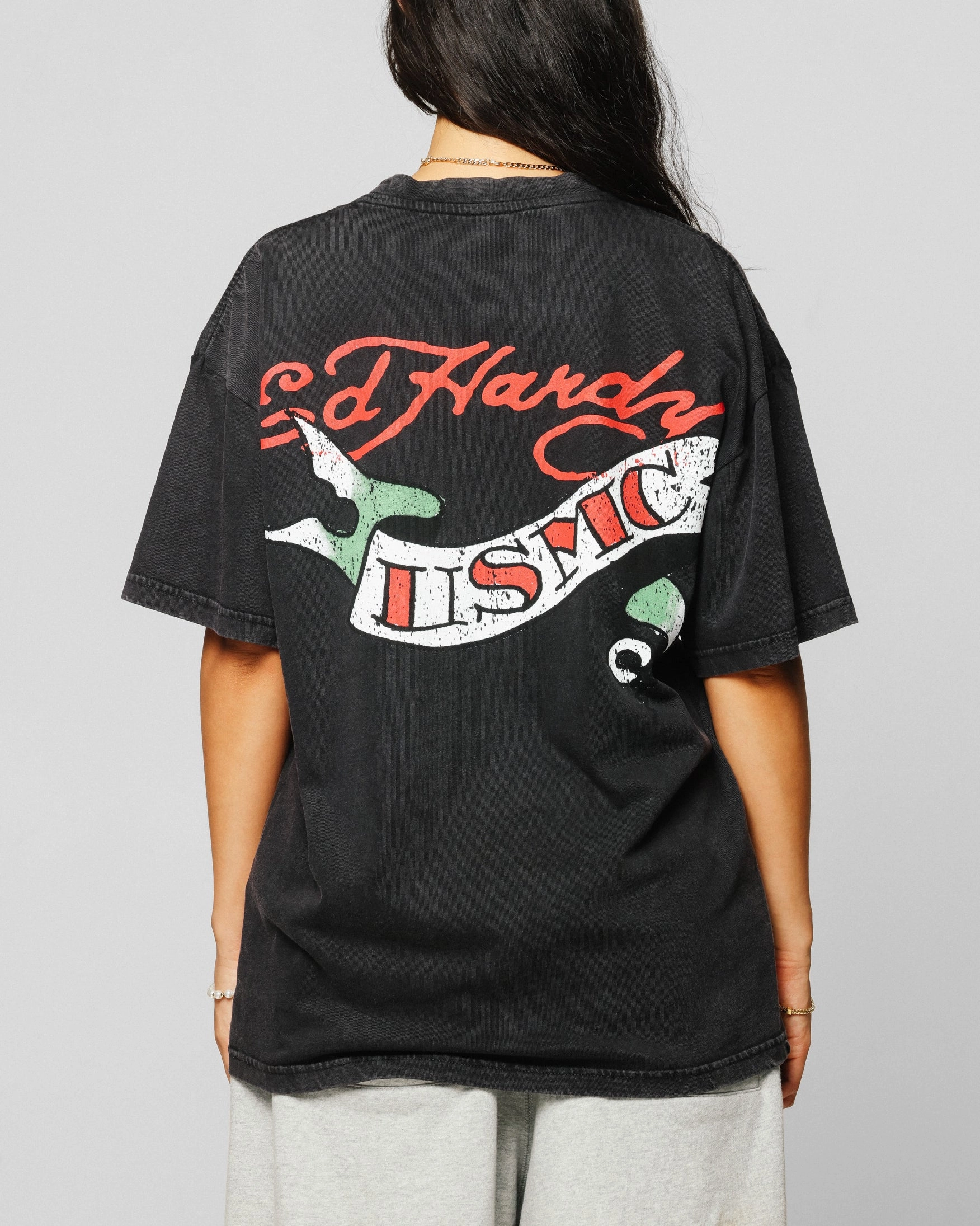 Ed Hardy Born To Lose T-Shirt Black Acidwash UV protection layer