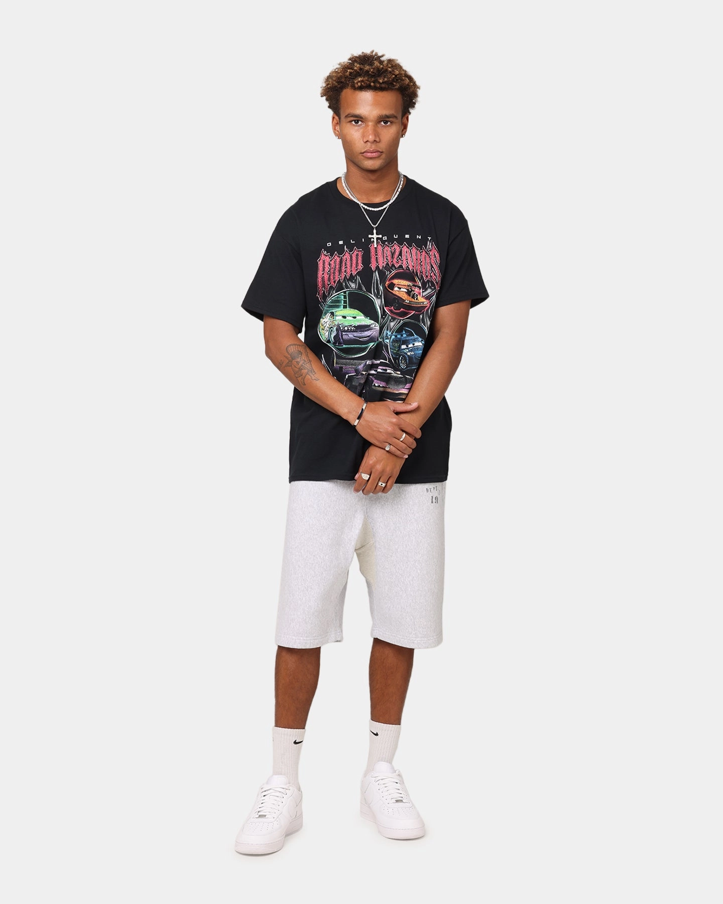 Bold Comfort Layered Hem Design Goat Crew Pixar Cars Delinquent Road Hazards T-Shirt Black