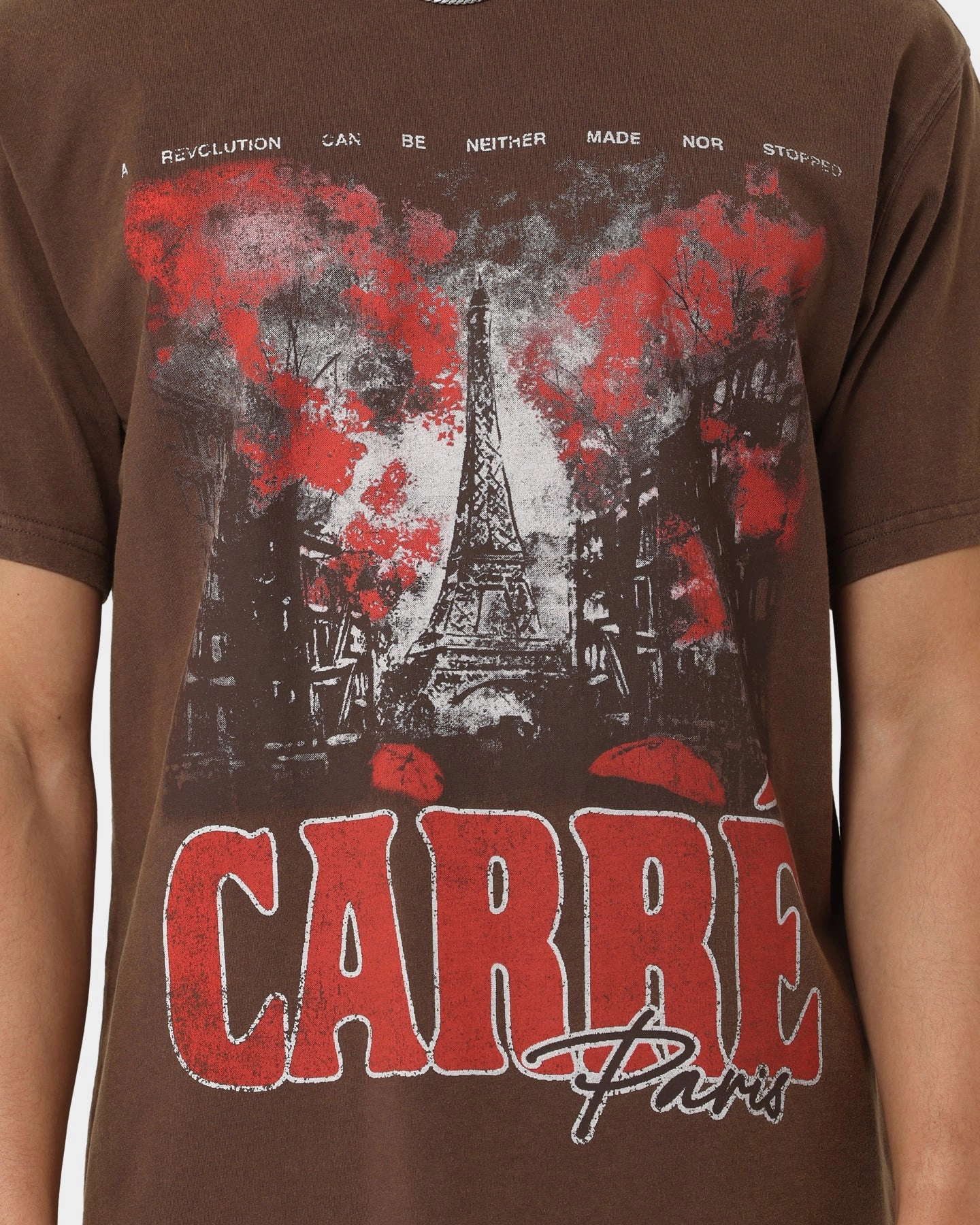 Carr?? Autumn Vintage T-Shirt Washed Brown Garment Dyed Technique Fashionable Fit