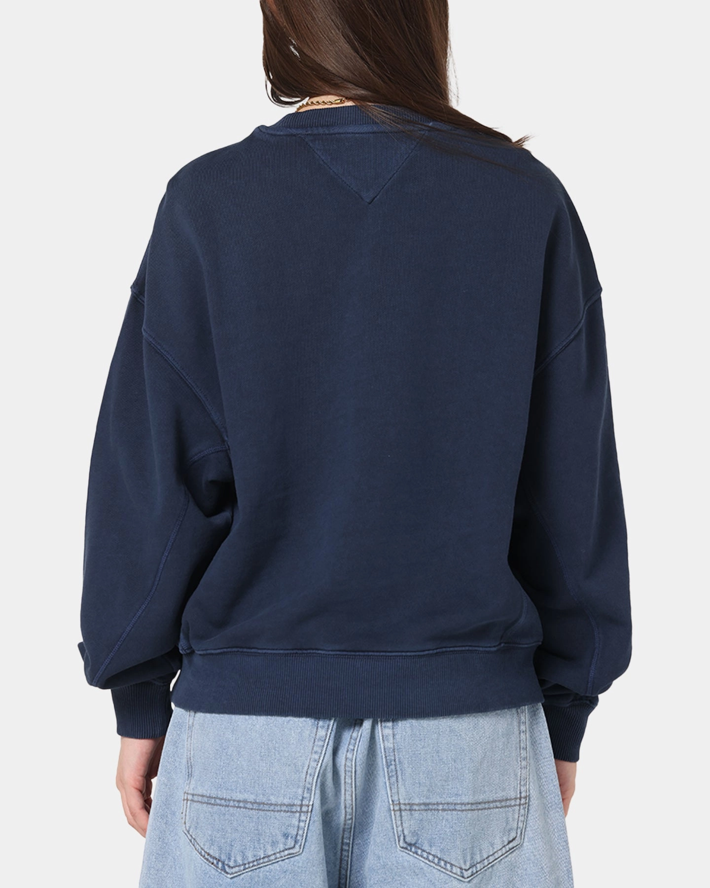 Tommy Jeans Women's TJW Varsity Crewneck Dark Night Navy Heat Retention Lining Lifestyle Wear