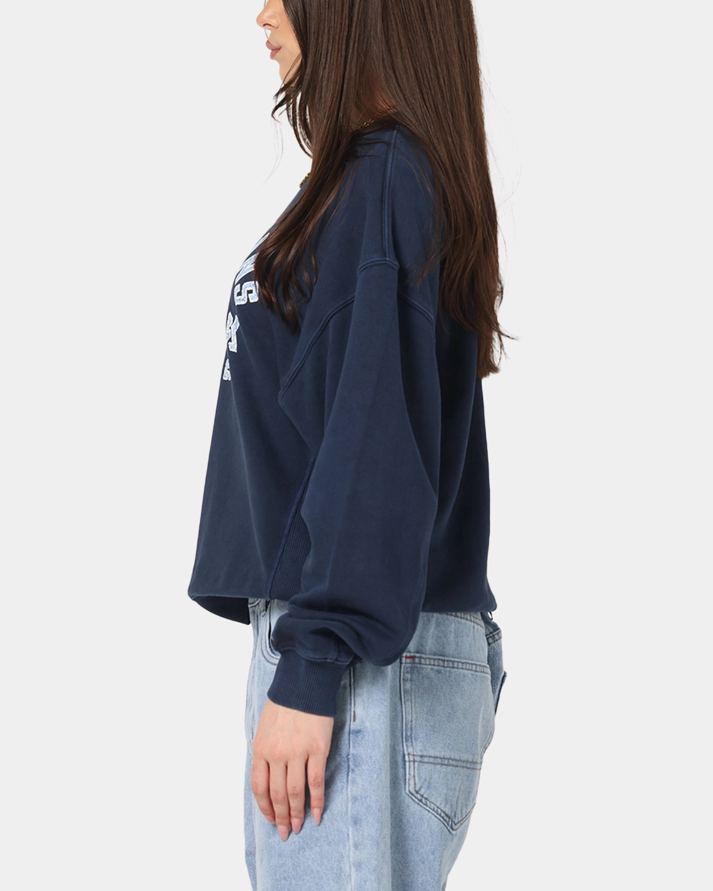 Tommy Jeans Women's TJW Varsity Crewneck Dark Night Navy FullLengthZip