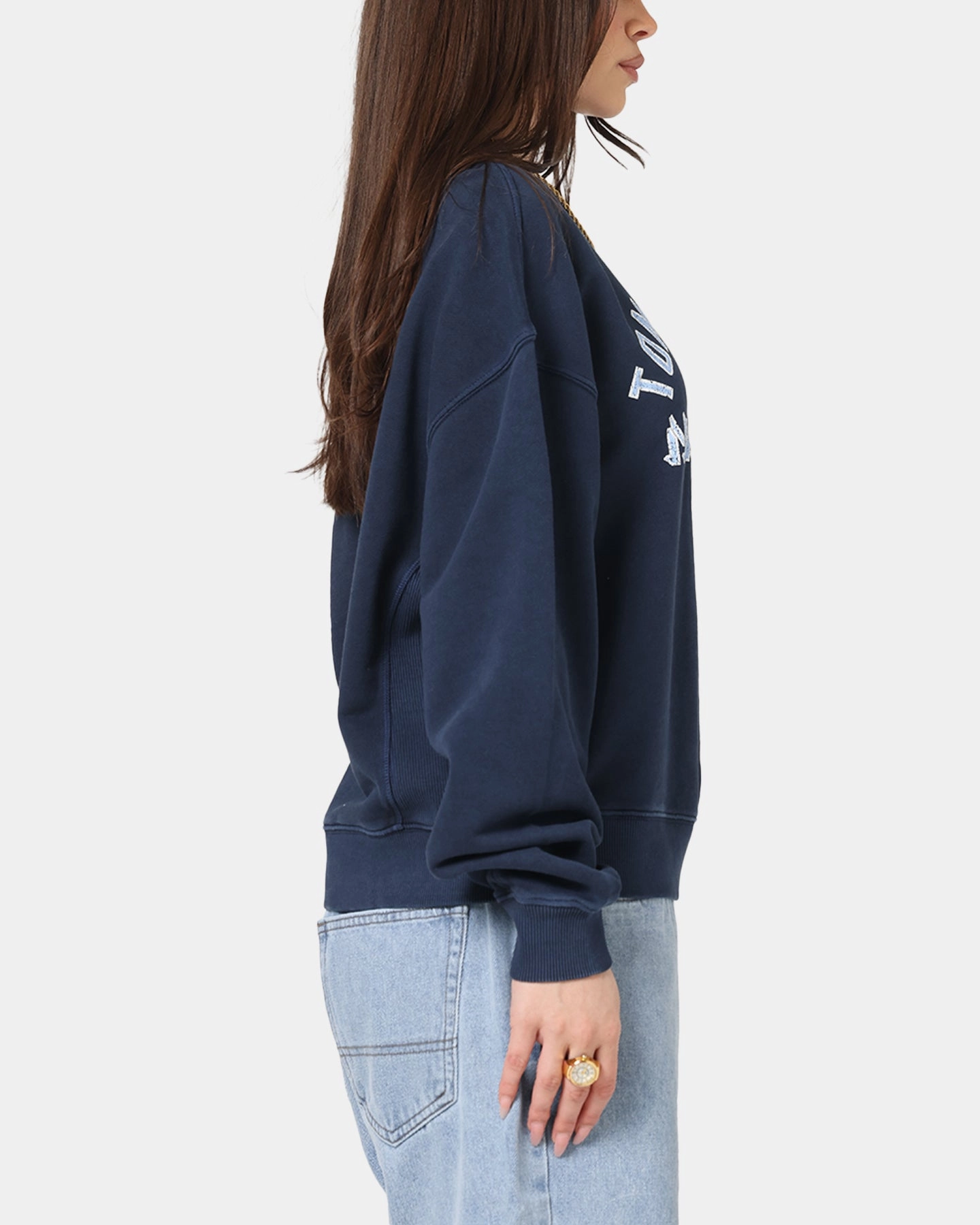 Loose Fit Tommy Jeans Women's TJW Varsity Crewneck Dark Night Navy