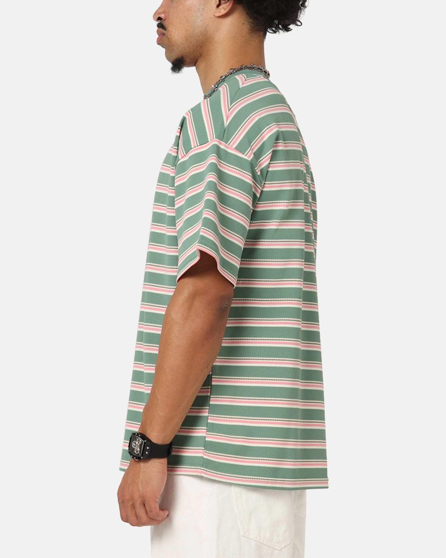 Fit for Any Season Versatile Option XXIII Standard Stripe T-Shirt Green/Pink