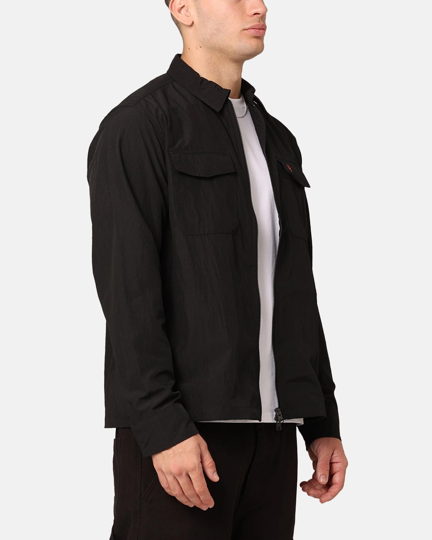 Fred Perry Zip Overshirt Jacket Black Display Produce
