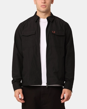 Adjustable Waistband Lotion Fred Perry Zip Overshirt Jacket Black